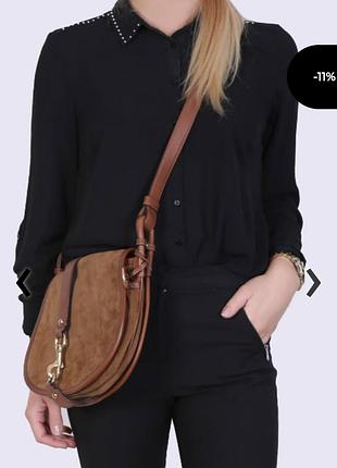 Шикарна замшева сумка через плече jamie коричневого кольору от michael kors.