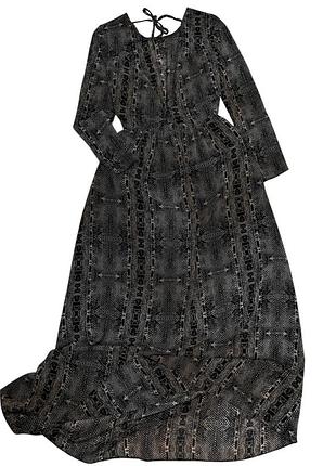 Длинное платье платье с рукавами в змеиный принт guess оригинал