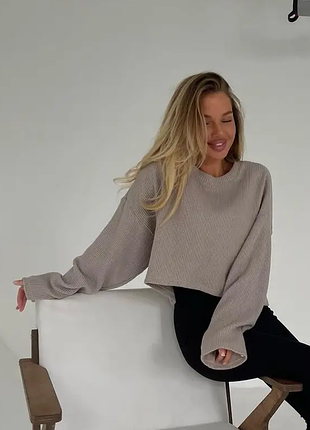 Изысканный женский укороченный свитер вязка премиум качества 175-0ко