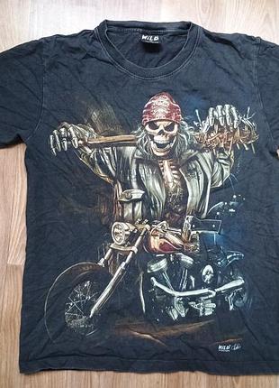 Футболка рок-стиль скілет і мотоцикл wild розмір m