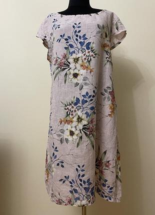 Жіноча коротка лляна сукня блідо - рожевого кольору італія