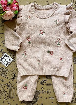 Ніжно-рожевий комплект george для дівчинки 6–9 місяців (кофта + штани)