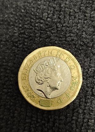 Монета one pound  2017 р один фунт