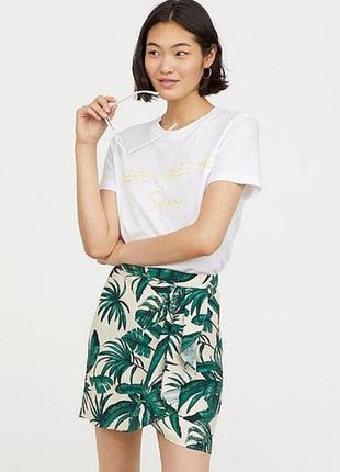 Фактурна спідниця міні в тропічний принт