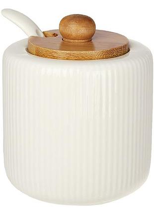 Цукорниця з ложкою та бамбуковою кришкою 200мл, naturel