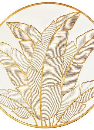 Серветка сервірувальна (плейсмат) floral, колір - білий із золотом, d38см