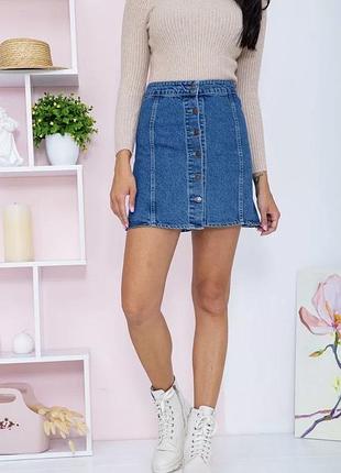 Женская джинсовая мини юбка на пуговицах