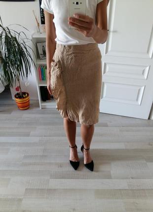 Шикарная льняная юбка карадаш1 фото