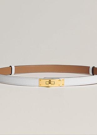 Шкіряний білий ремінець номерний на талію на пояс hermes😍 золота фурнітура