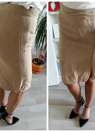 Шикарная льняная юбка карадаш5 фото