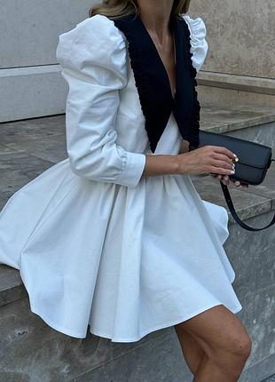 Пышное платье котон с воротником