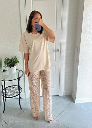 Стильний костюм з гіпюровими штанами amu-941