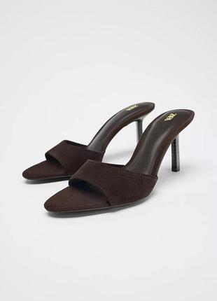 Шкіряні туфлі мюлі жіночі zara new