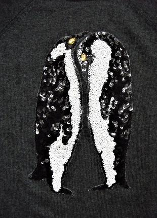 Красивый теплый свитер с пингвинами(паетки) от h&m(36р)2 фото