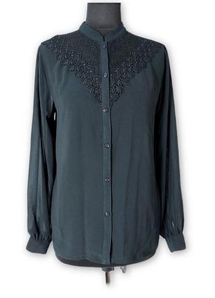 Рубашка черная шифоновая с кружевом