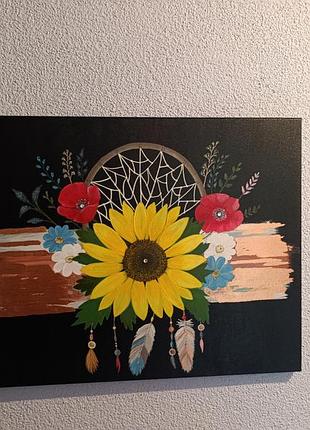 Картина в українському бохо стилі, акрил на полотні з підручником.