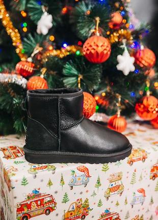 Ugg classic mini black leather, угги