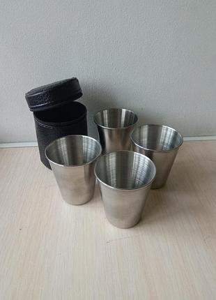 Набор рюмок металлических в чехле/туристический набор рюмок из нержавеющей стали