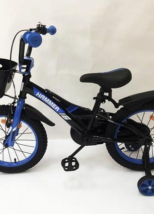 Дитячий двоколісний велосипед hammer smart h2021 20 дюймів із бічними колесами, кошиком