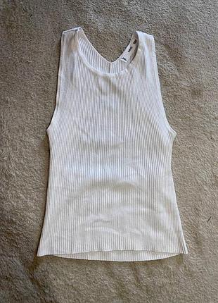 Кроп топ з відкритою спиною в рубчик білий mango