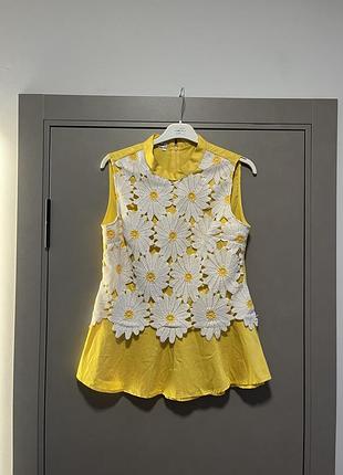 Жовта лимона блуза в ромашки nara camicie оригінал italy італія