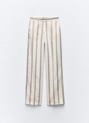 Брюки из смесового льна в пижамном стиле.