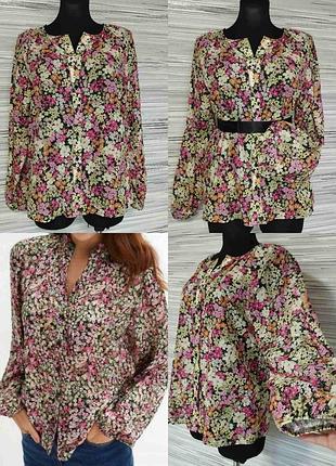 Легкая сытная рубашка цветочный принт