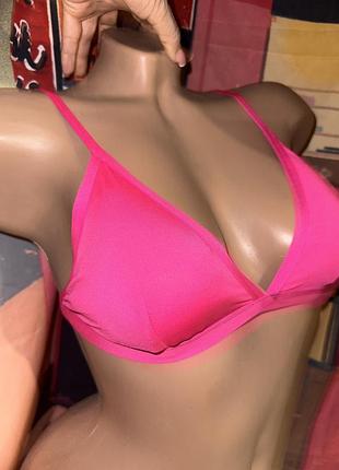 Якісний рожевий верх купальника трикутники уголки бюстгальтер xs/s