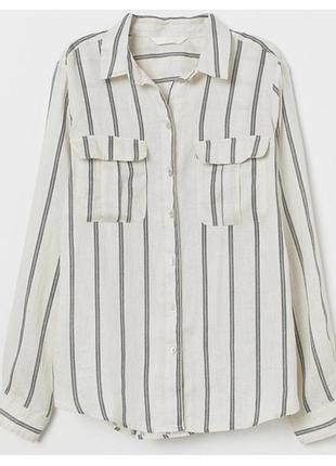 Стильная льняная рубашка оверсайз h&m размер м-l