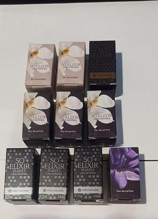 Миниатюры, мини ароматы пв и тв so elixir, so elixir purple, so elixir bois sensuel yves rocher
