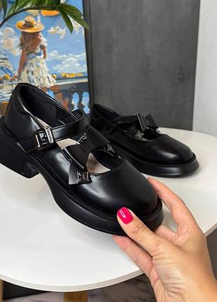 Туфельки 116, р.31,33,34,35,36,37,38, эко-кожа, черный
