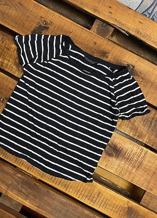 Женская полосатая футболка topshop (топшоп ср идеал оригинал черно-белая)