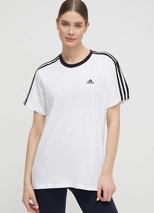 Хлопковая футболка adidas h10201 цвет белый женская
