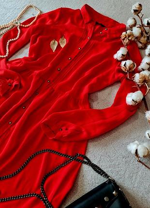 Вільна легка шифонова сукня пляжна туніка шифонова на гудзиках з довгим рукавом s m коралового яскравого кольору мак летюче та легке