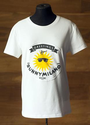 Белая коттоновая футболка moschinoswim, размер m, l