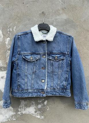 Крутезна, модна утеплена джинсовка для дівчинки 9-10 років zara
