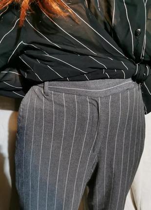 Штани штани в смужку tommy hilfiger висока посадка прямі офісні базові віскоза стрейч3 фото