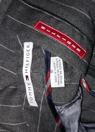 Штани штани в смужку tommy hilfiger висока посадка прямі офісні базові віскоза стрейч5 фото