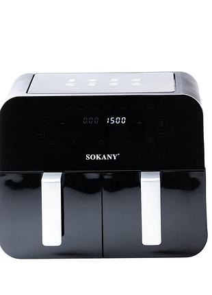 Аэрофритюрница sokany sk-10005 на 10 литров, с двумя отделениями 2400 вт черная