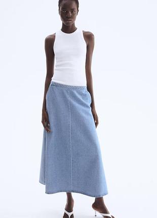 Юбка макси джинсовая h&m из последней коллекции, 100% хлопок