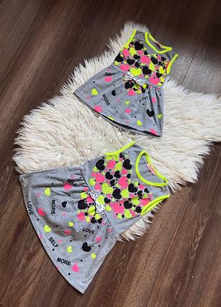 Сарафан яскрава сукня дитяча з принтом сердечка