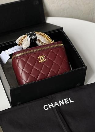 Шкіряна сумка косметичка коробка з ручкою в ромбоподібній прострочці ch