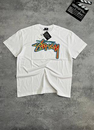 Біла футболка з написом stussy