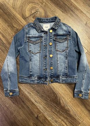 Куртка джинсова дитяча синя з акцентними деталями mayoral