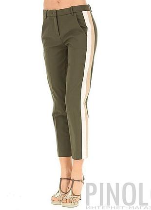 Брюки цвета хаки с белыми лампасами vero moda