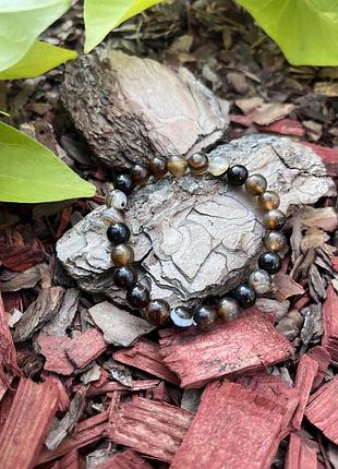 Браслет коричневий агат 8 мм