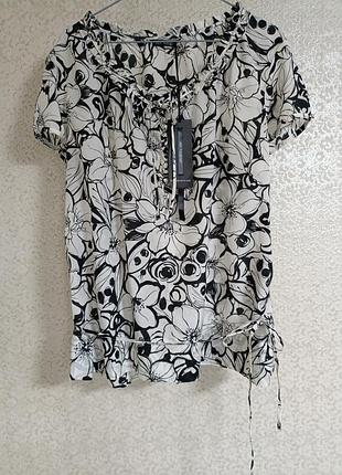 Женская принтовая блузка блуза топ цветочный принт в составе 41% шовка soil silk marks &amp; spencer autograph р.22