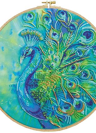 Набор для вышивки бисером на натуральном художественном холсте абрис арт королевский павлин