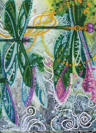 Набор для вышивки бисером на натуральном художественном холсте "искры над озером" абрис арт ab-512