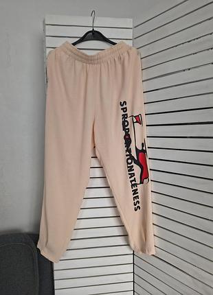Брюки бежеві 50 52 xl xxl 2xl жіночі літні штани на резинці з манжетами вільні легкі повсякденні батал